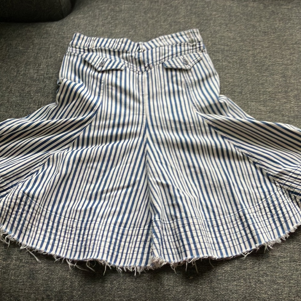 Denim navy white striped denim skirt.